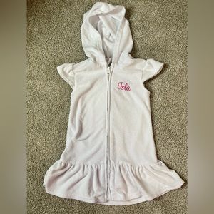 Hooded terrycloth coverup with monogram